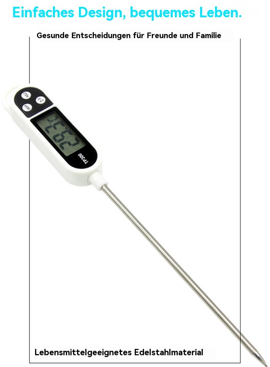 Digitale Keukenthermometer- Zeer nauwkeurige thermometer voor koken met roestvrijstalen sonde voor braden, grillen en koken. Meetbereik -50 °C tot 300 °C. — cadeau in Cadeau-ideeën - foto 4