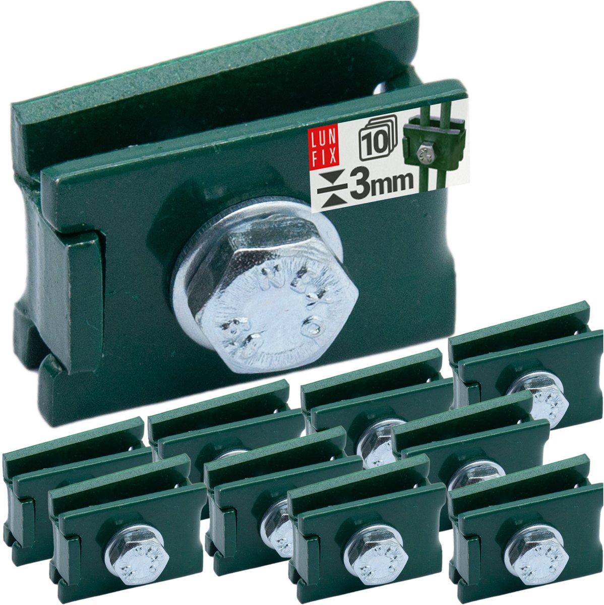 LUN FIX - L-vormige connector 6x20mm clip voor panelen groen NSO6 - 10 Stuks
