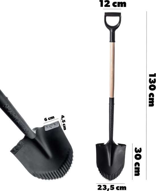 KADAX Drainagespaten, puntige schep met D-greep en steel, lichte drainageschop met tanden, ergonomische tuinspaten, kanaalspenen voor het graven van gaten (130 x 23,5 cm) van Merkloos	 — afbeelding 4