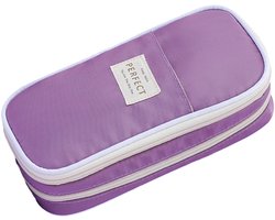Etui Capaciteit - Splash-Proof Polyester Pennenzak - Multi-Function Stationery Organizer - Handige Opbergmap voor Schrijfwaar - Cadeau voor Leraar & Student - Paars