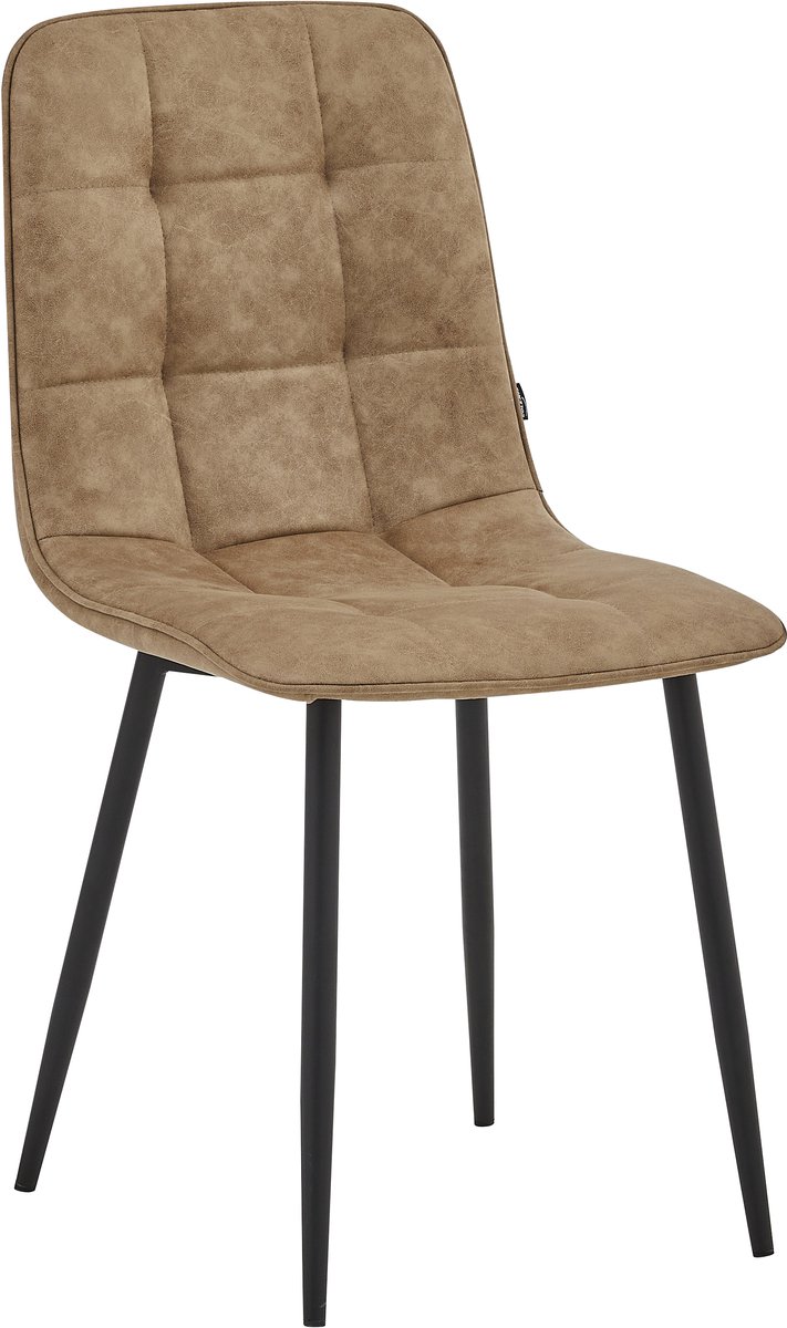 Colenis® - Ela Eetkamerstoelen - Set van 2 – Industrieel Design – Sand Microvezel – Indust