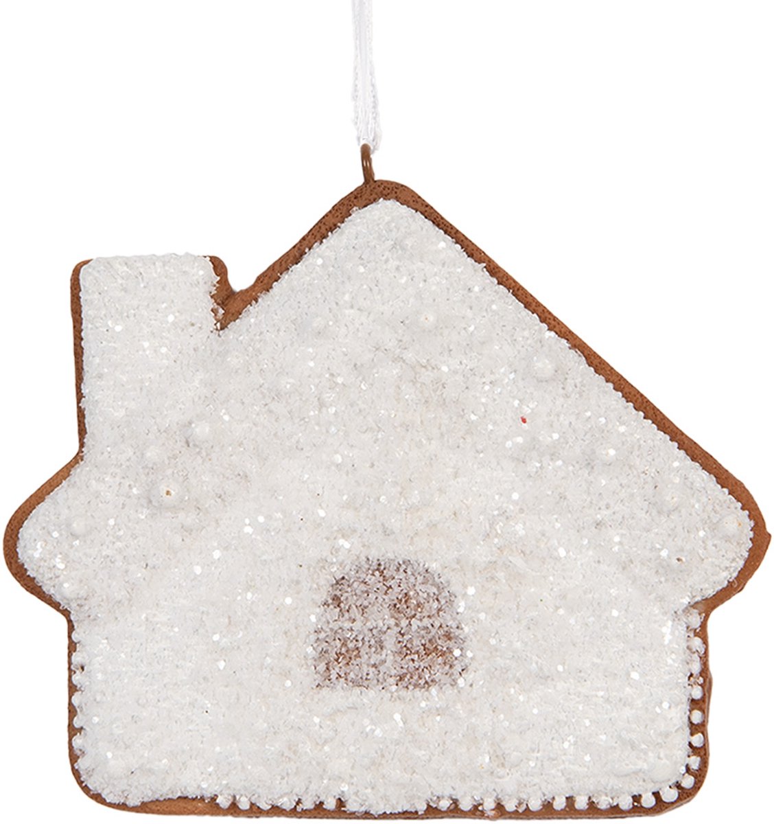 Clayre & Eef Kersthanger Gingerbread house 9x1x8 cm Wit Kunststof