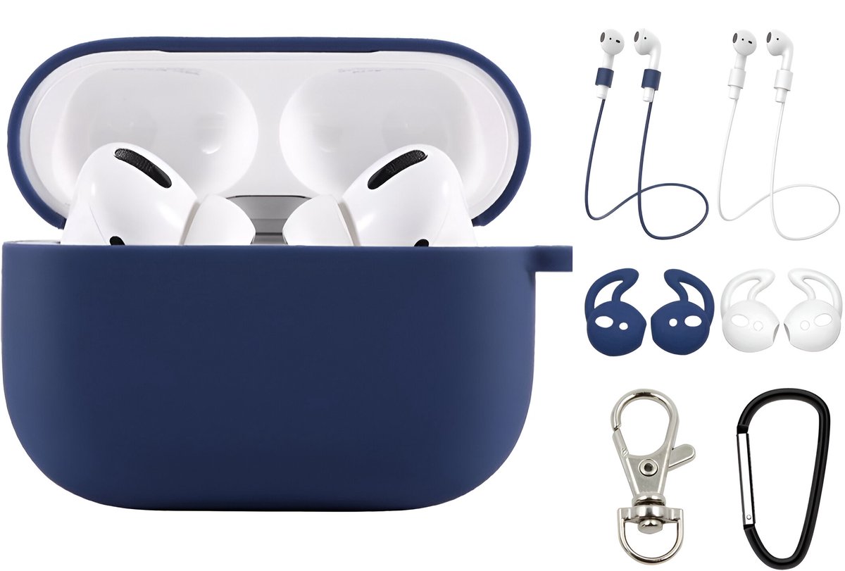 Studio Air® Airpods Pro 2 Hoesje - Luxe Set met 7 items - Soepele Siliconen Case - Royal Blue