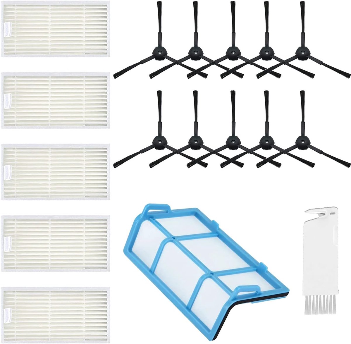 Vervangingsset compatibel met ILIFE V3, V3s, V5, V5s, V5s, Pro, V50, X5 en Medion MD18500, MD18501, MD16192, MD18600, filterset met filters, borstels en primaire filters