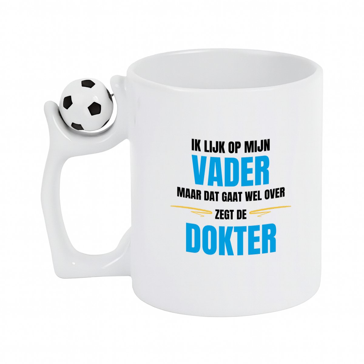 Hacebo® - Ik lijk op mijn vader koffiebeker met voetbal wit - liefste vader - thee mok - koffie beker - cadeautje - verjaardagscadeau - verjaardag - cadeau voor papa - cadeau - kado - geschenk - gift - papa artikelen - koffiemok - 330 ML
