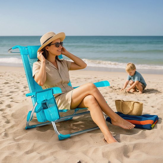 Outtec® Verstelbare Strandstoel met Kussen - Ligstoel - Tuinstoel - Campingstoel - Ligbed - tot 120 kg - Opvouwbare van Merkloos — afbeelding 4