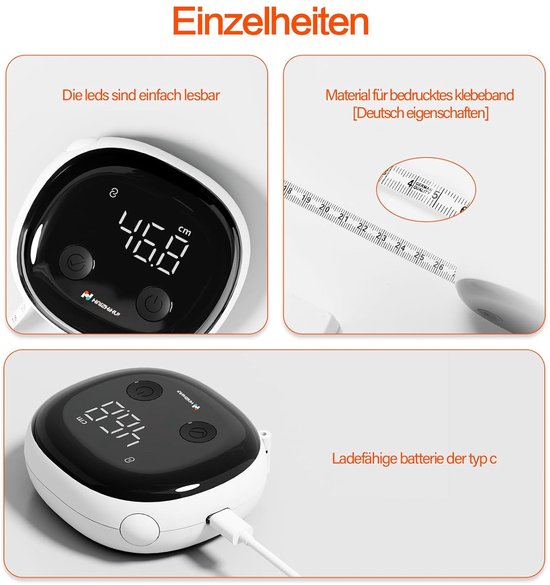 4x Lichaam Meetlint - Flexibel Meetlint Voor Taille, Afslankproces En Vetmeting Met Automatische Rolfunctie