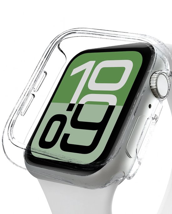 Hoesje Geschikt voor Apple Watch SE 3 (44 mm) - Extra Sterk - Siliconen Case Cover - Smartwatch Full Bumper Hoes - Transparant