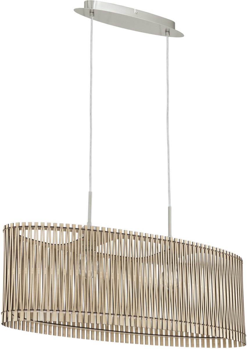 EGLO Sendero - Hanglamp - 2 Lichts - Nikkel-Mat - Ahorn