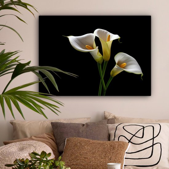 Canvas schilderij 80x60 cm - Wanddecoratie Planten - Bloemen - Wit - Natuur - Botanisch - Muurdecoratie woonkamer - Slaapkamer decoratie - Kamer accessoires - Schilderijen op canvas