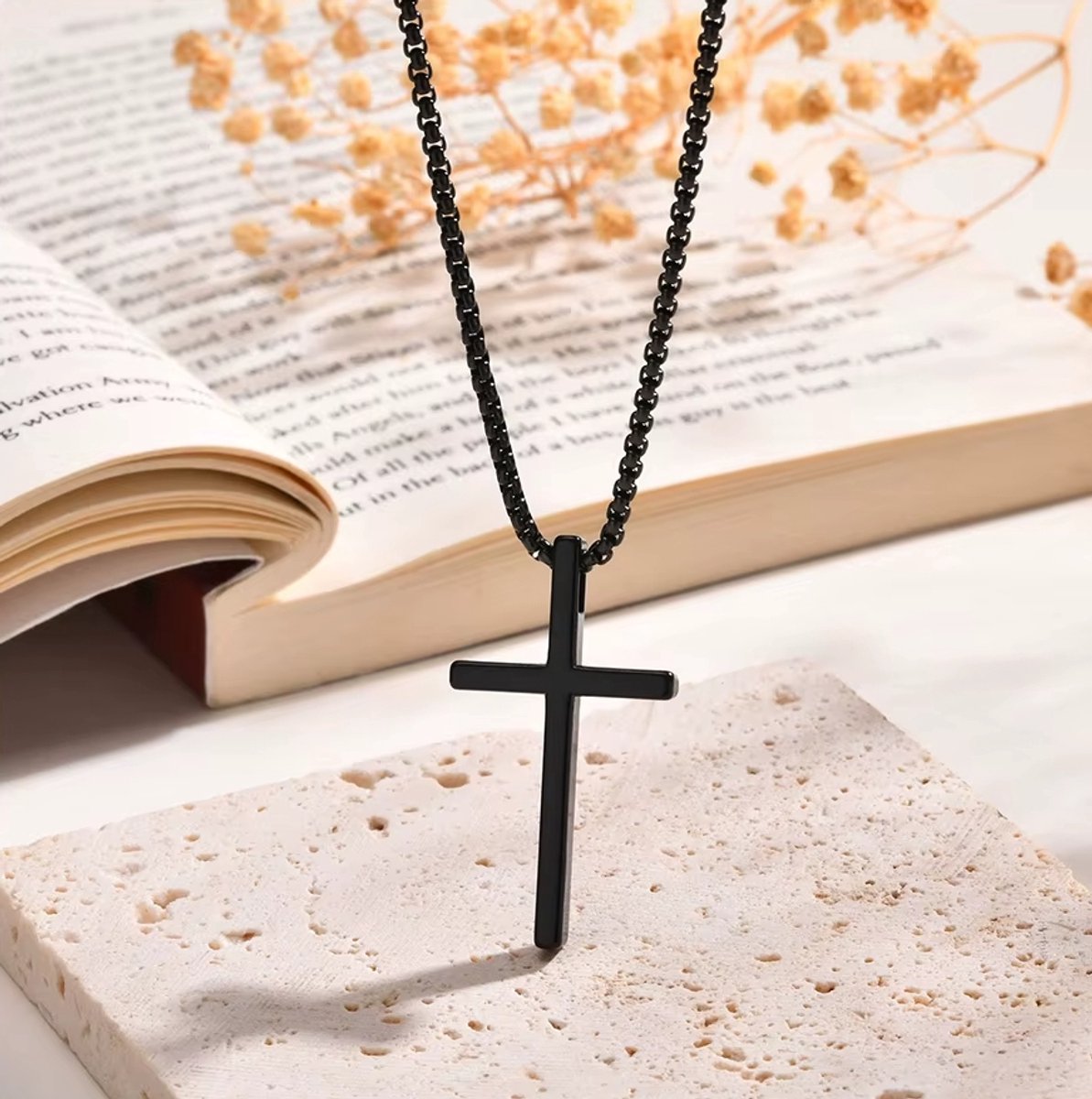 Actie4you® - Ketting Kruis - Ketting heren - Goud - 60 cm - Heren Ketting – Zwart
