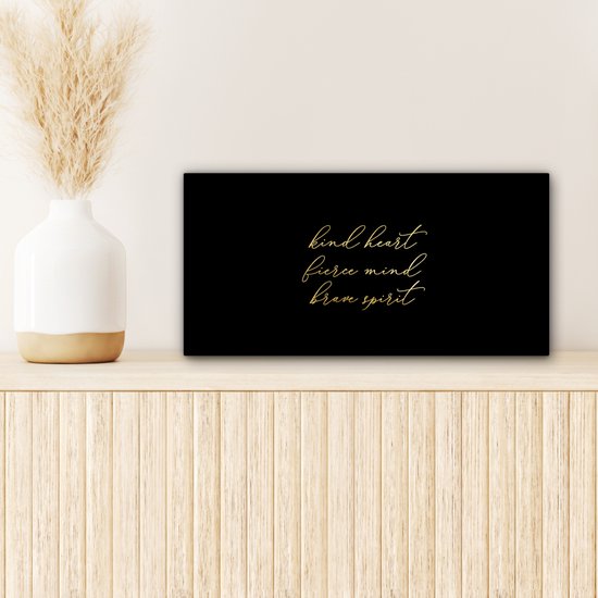 Peinture sur toile Citations - Proverbes - Or - Zwart - 40x20 cm - Décoration murale