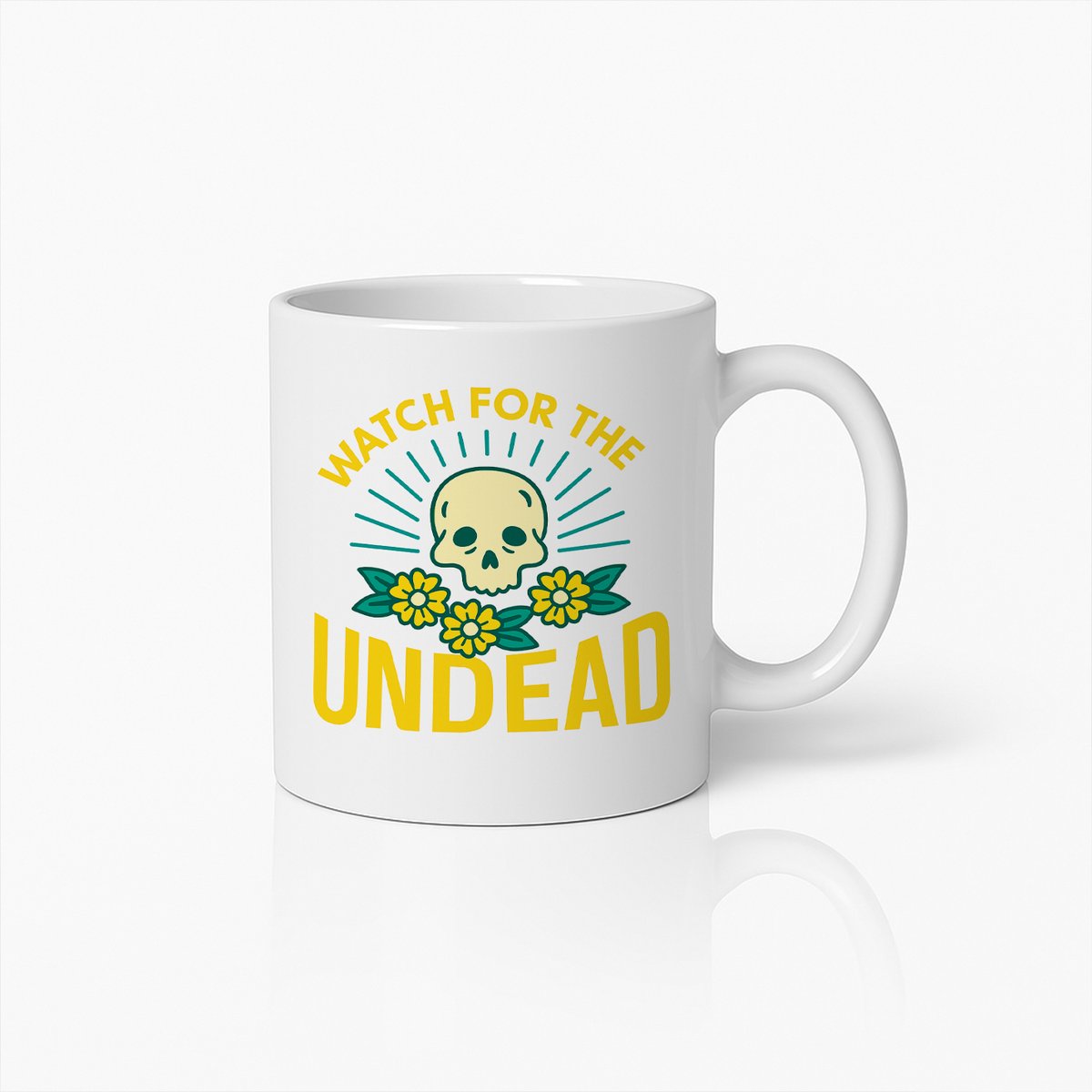 Watch for the Undead Mok – 330ml Grappige Schedel Koffiemok – Uniek Halloween Cadeau voor Horrorliefhebbers & Zombie Fans