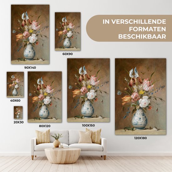 Peinture sur toile Fleur Nature Morte - Balthasar van der Ast - Oude Meesters - 80x120 cm - Décoration murale