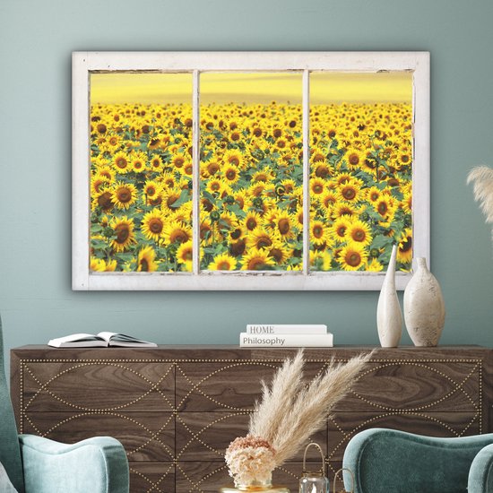 Peintures sur Toile Transparent - Tournesol - Jaune - 140x90 cm - Décoration murale