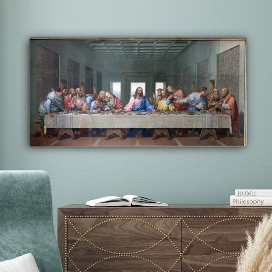 Canvas schilderij 80x40 cm - Wanddecoratie Het laatste avondmaal - Leonardo da Vinci - Muurdecoratie woonkamer - Slaapkamer decoratie - Kamer accessoires - Schilderijen op canvas