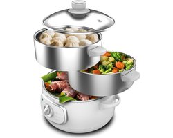 Elektrische stoompan met 1300 W en 10L capaciteit - Gezond koken met instelbare tijd en…