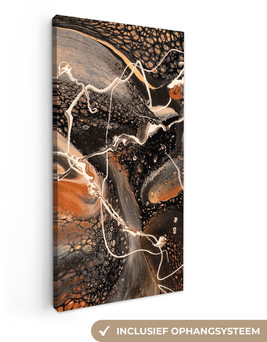 Canvas schilderij 20x40 cm - Wanddecoratie Verf - Design - Abstract - Muurdecoratie woonka