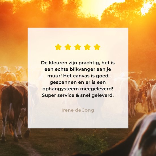 Tableau toile vache - Vache - Animaux - Nature - Coucher de soleil - Arbres - 80x60 cm - Toile - Décoration murale