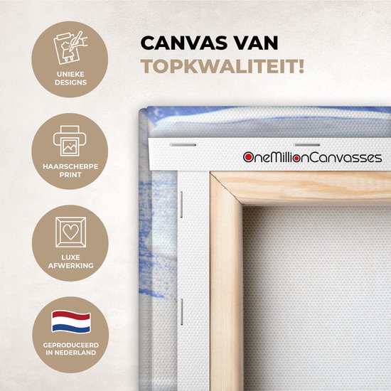 Peinture sur toile - Design - Blauw - 80x120 cm - Décoration murale