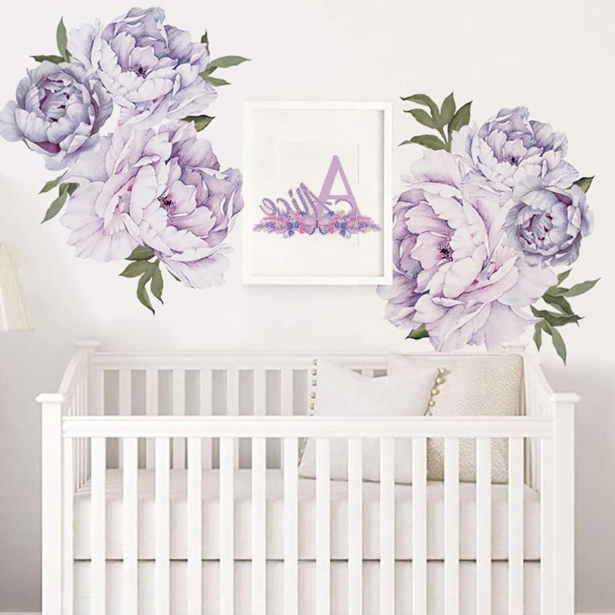 Paarse Bloemen Muurstickers - Boho Pioen Bloemen - Meisjes Slaapkamer Woonkamer Kantoor - Decoratie Met Bloemen Thema