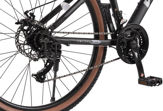 Merax Velors 27.5 Inch Mountainbike - 21 Versnellingen - Dubbele Schijfremmen - 100mm Voorvering - Dubbelwandige Velgen - Fiets voor Volwassenen 160-175 cm - Zwart Grijs - 85 Procent Voorgemonteerd van Merax — afbeelding 2