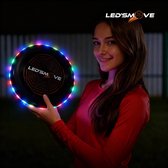 LED'S MOVE Lichtgevende Frisbee | 38 LED's met 12 kleur standen! | LED Flying disk | Disk Golf | LedsMove Lichtgevend Speelgoed | Model zwart 22,5cm
