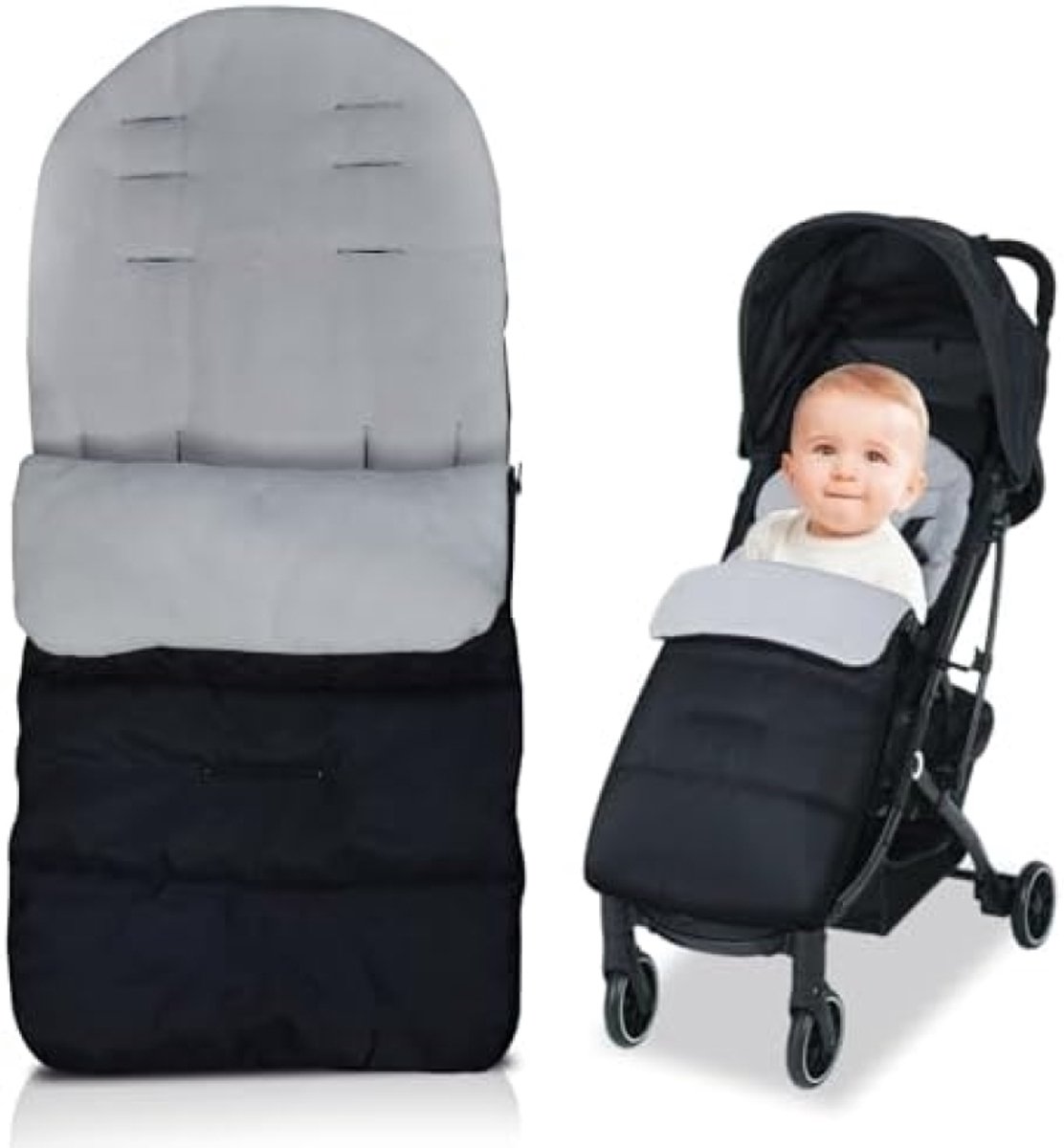 PromoHome Universele Baby Voetenzak Kinderwagen - Waterdichte Winddichte Winter Voetenzak Buggy - 3-in-1 Multifunctionele Slaapzak en Dekbed - Geschikt voor 0-36 Maanden - Grijs