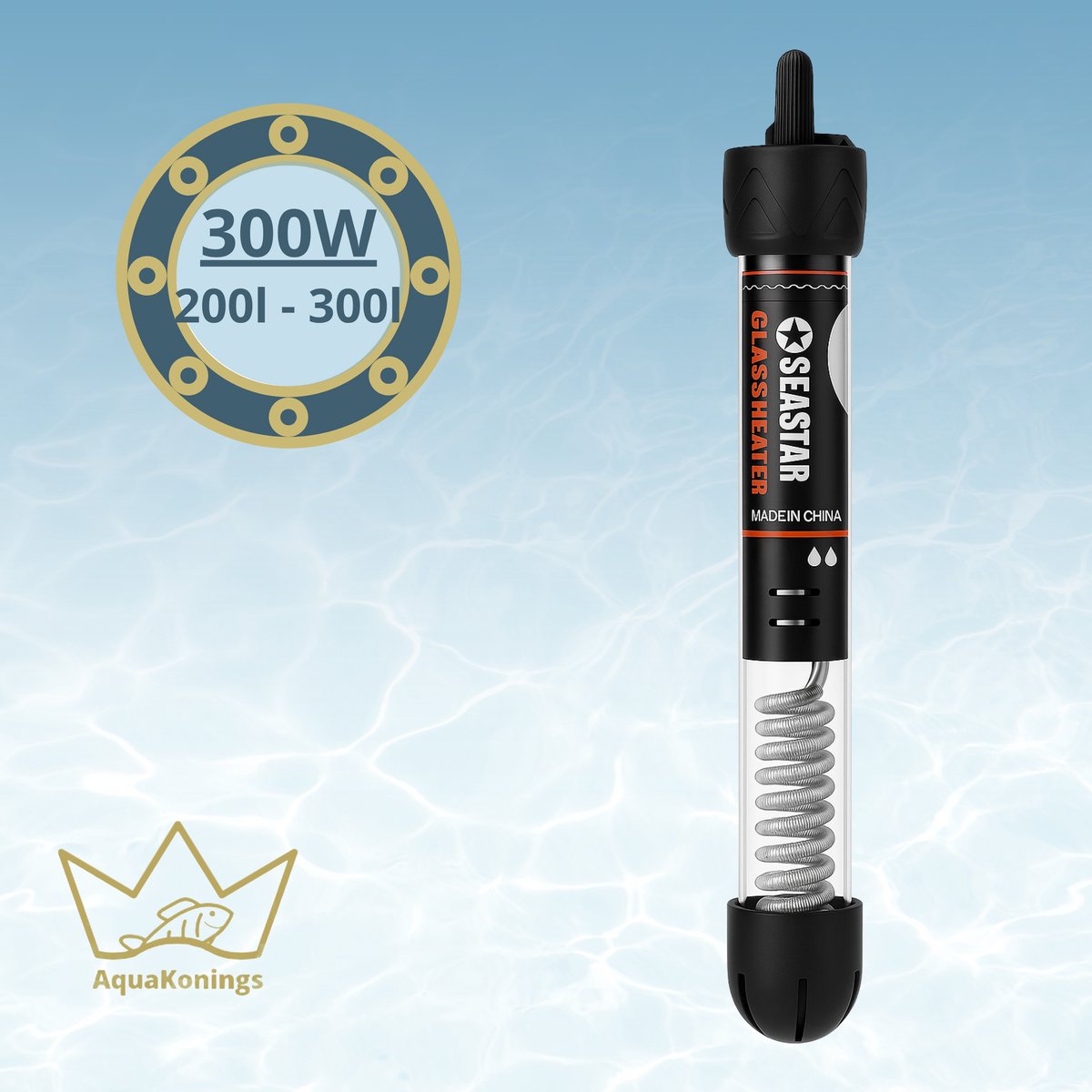 AquaKonings - Aquarium Verwarming 300W - Verwarmingselement - Heater - Warmte Element - 200-300L