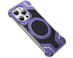 Geschikt voor Magnetische ringstandaard van koolstofvezel en aluminium Geschikt voor iPhone 14, 15, 16 Pro Plus Max