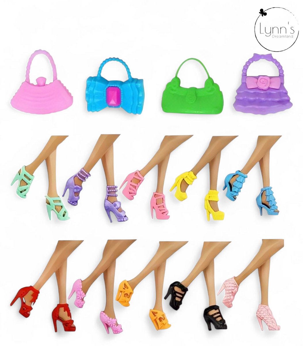 Lynn’s accessoires voor modepop - Set van 10 paar schoenen en 4 handtassen - In Cadeauzakje