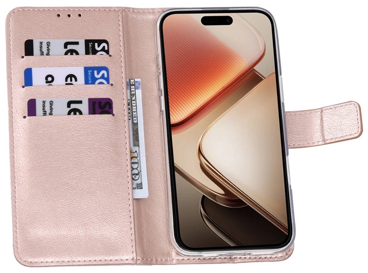 CaseBoutique Bookcase hoesje geschikt voor Google Pixel 10 - Effen Rose goud - Kunstleer
