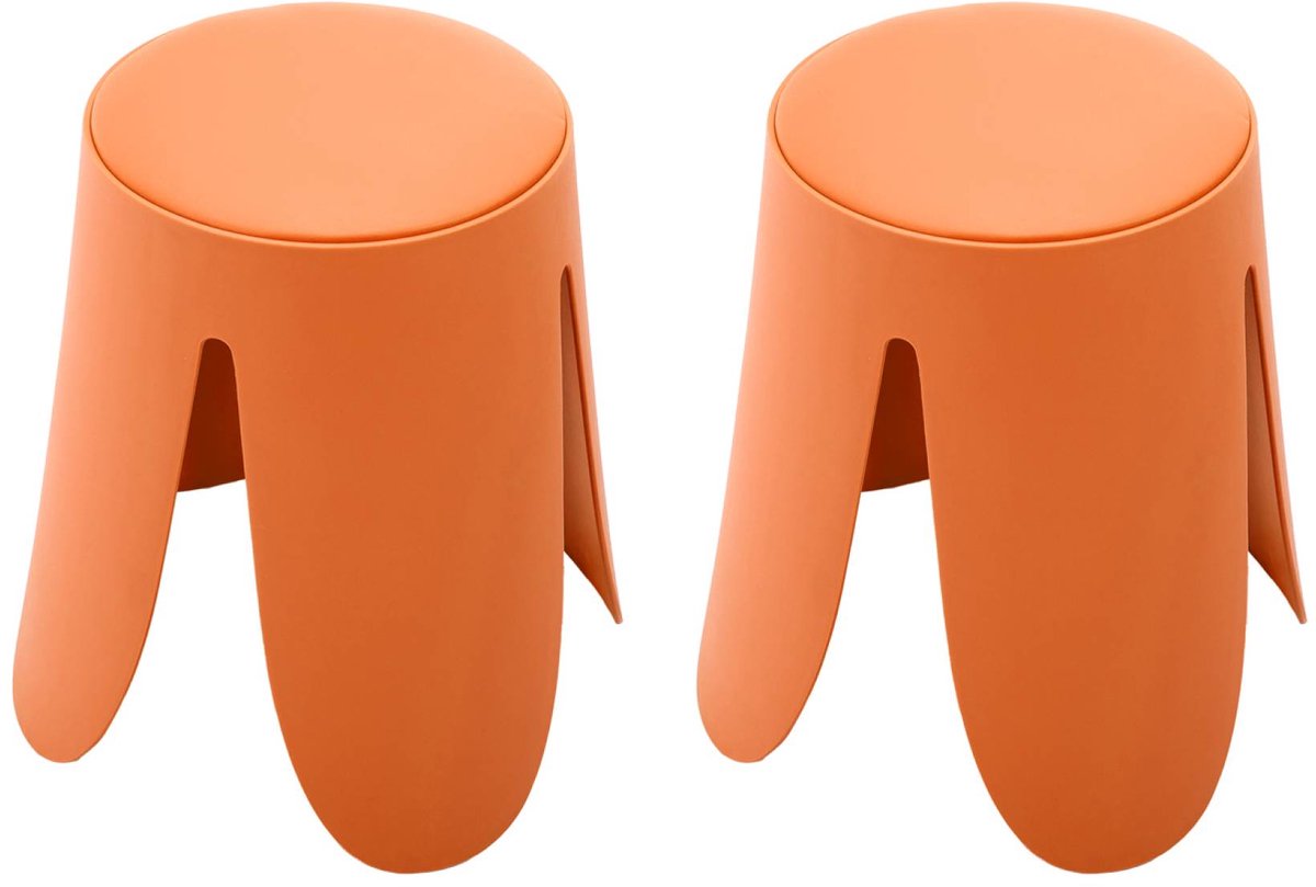 sweeek - Set van 2 stapelbare krukken in kunstleer, niki, ø30 / 44 x h46cm