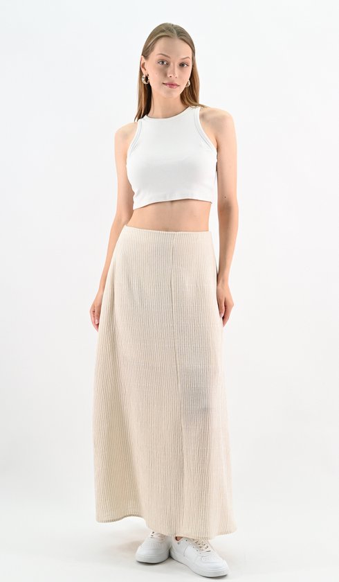 Stijlvolle damesrok met flowerprint choco lichtblauw– Perfect voor de zomer | | Kenza Moda