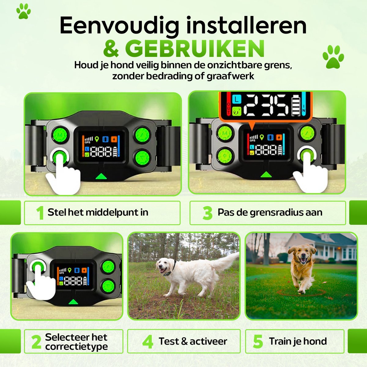 Honden Onzichtbare GPS omheiningssysteem - GPS Tracker Hond - GEEN Internet of Mobile -Trainingshalsband- trainingsset - vanaf 7KG - Opvoedingshalsband voor middelgrote & Grote Honden - Waterdicht - Oplaadbaar - Schok & Vibratie & Audio thumbnail 2