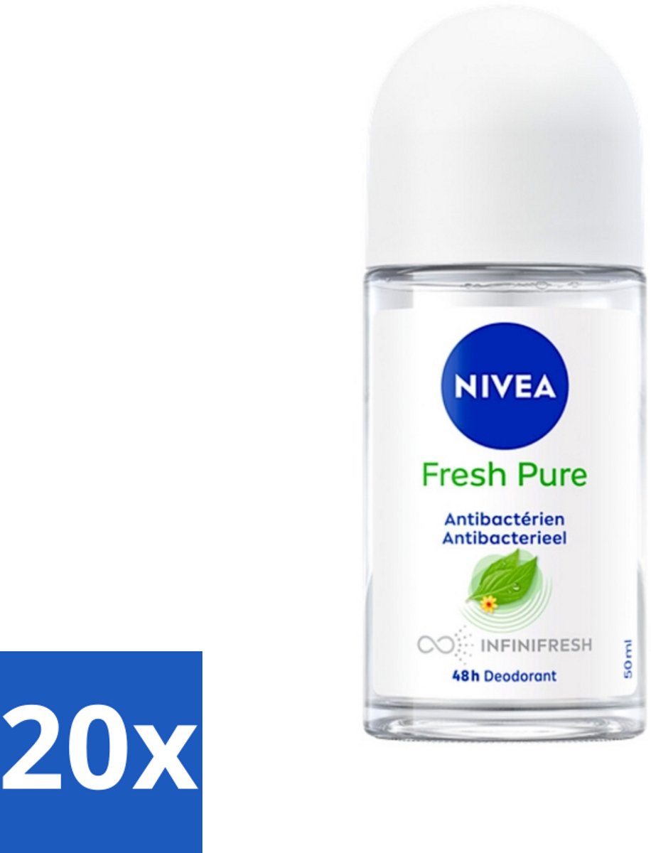 20 x Nivea - Deodorant - Roller - Fresh Pure - 48 Uur Lang Werkend - 50 ml - NIVEA Fresh Pure Deodorant Roller - 48 Uur Bescherming - Aluminiumvrij - Parabenenvrij - Huidvriendelijk