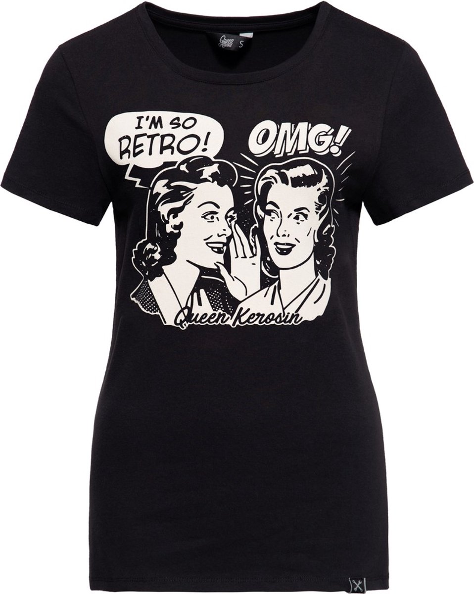 Queen Kerosin Print T-Shirt QKI21007 Schwarz-S