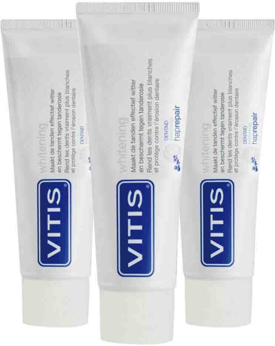 Bol.com Vitis Tandpasta Whitening - 3 x 75 ml - Voordeelverpakking aanbieding