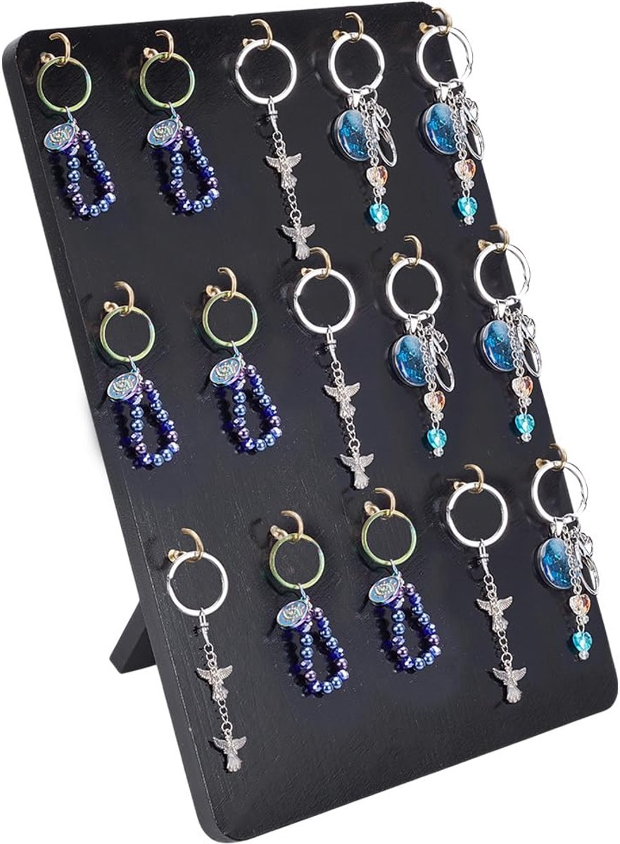 Houten Sieraden Display Stand 15 Haken - 3 Laags voor Oorbellen, Kettingen en Armbanden