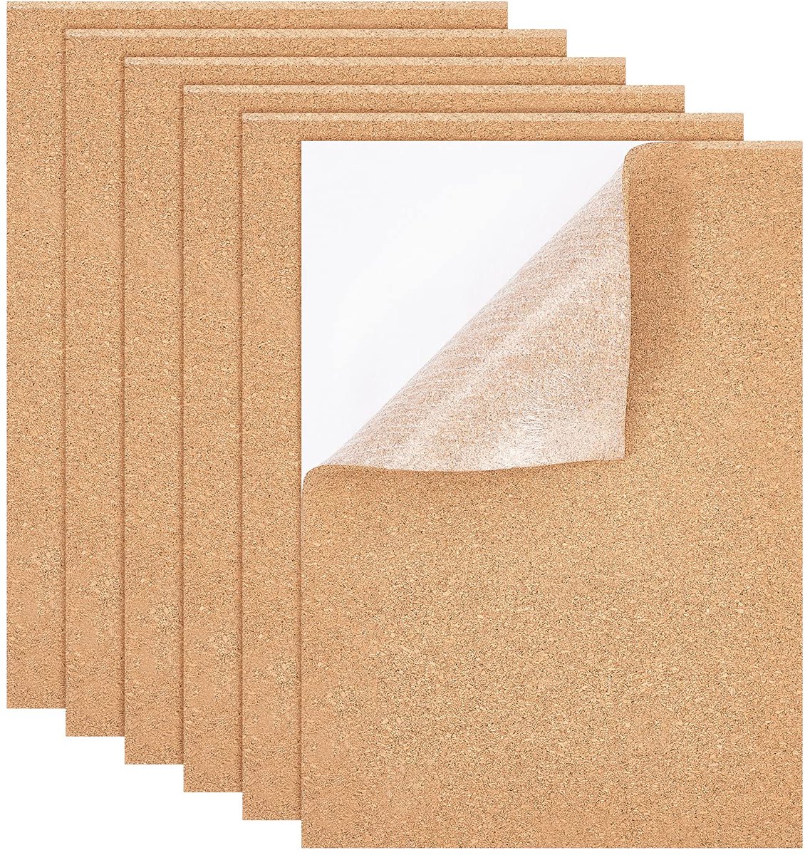 6x A4 Zelfklevende Kurkplaten - 30 x 21 cm - 4 mm Dik - Rechthoekige Onderzetters