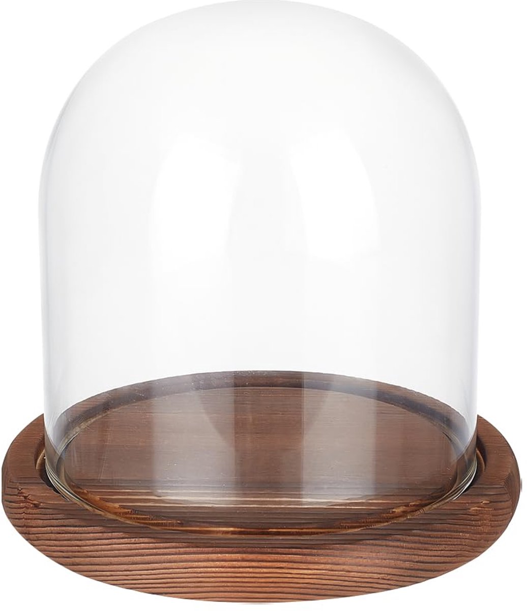 Cloche Dome 14x13cm - Glas Met Houten Basis voor Bloem Craft