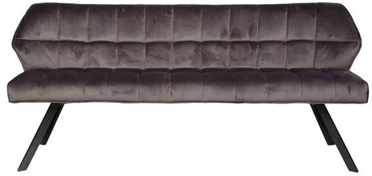 Eetkamerbank Antraciet Velours (180cm lang) - Eettafel Bank met Zachte Kussens in Grijs Velours - Luxe Bank Industrieel voor Eetkamer met Comfortabele Zitting en Rugleuning (180x59x84) Industriele Eetbank