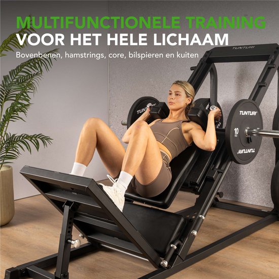 Station de musculation Tunturi LP60 Leg Press/Hack Squat - Appareil de musculation à charge libre - Équipement de fitness - Poignées antidérapantes - Appareil robuste