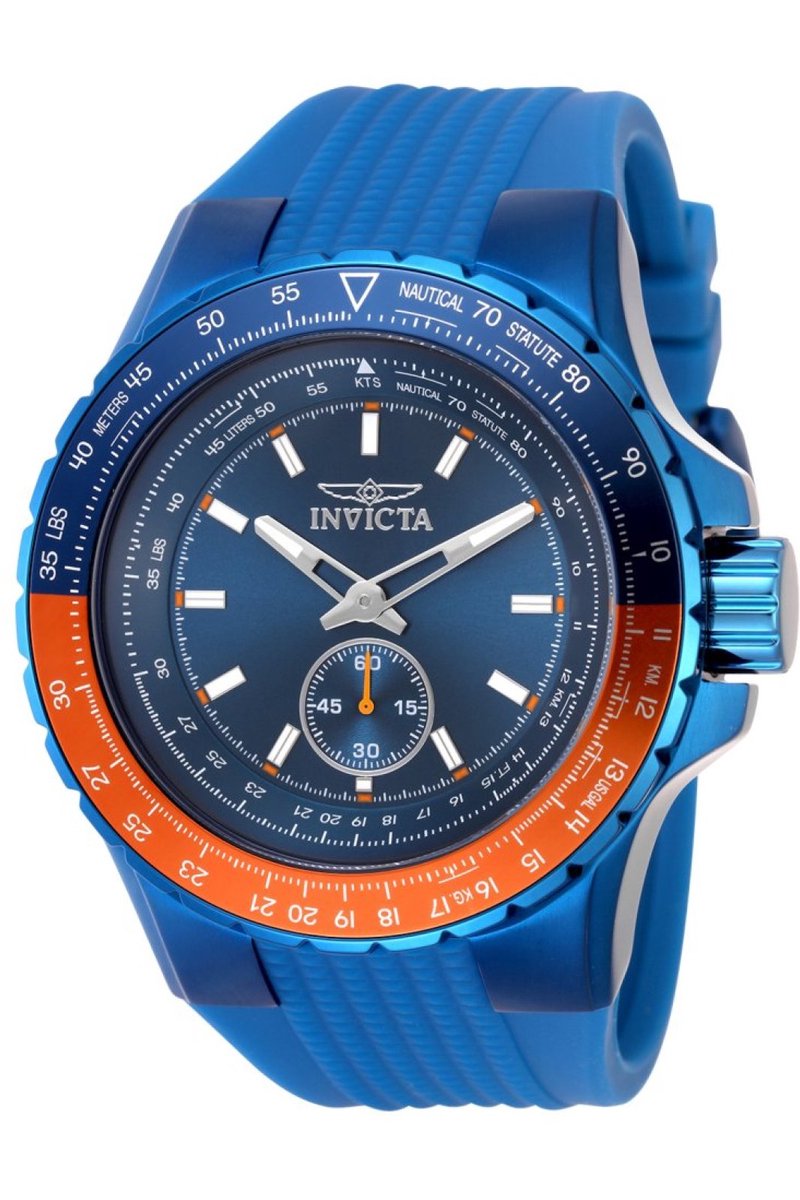 Invicta Aviator 49310 Heren Horloge - Waterdicht - Analoog - Quartz Uurwerk - Roestvrij Staal met blauwe Wijzerplaat - 50mm