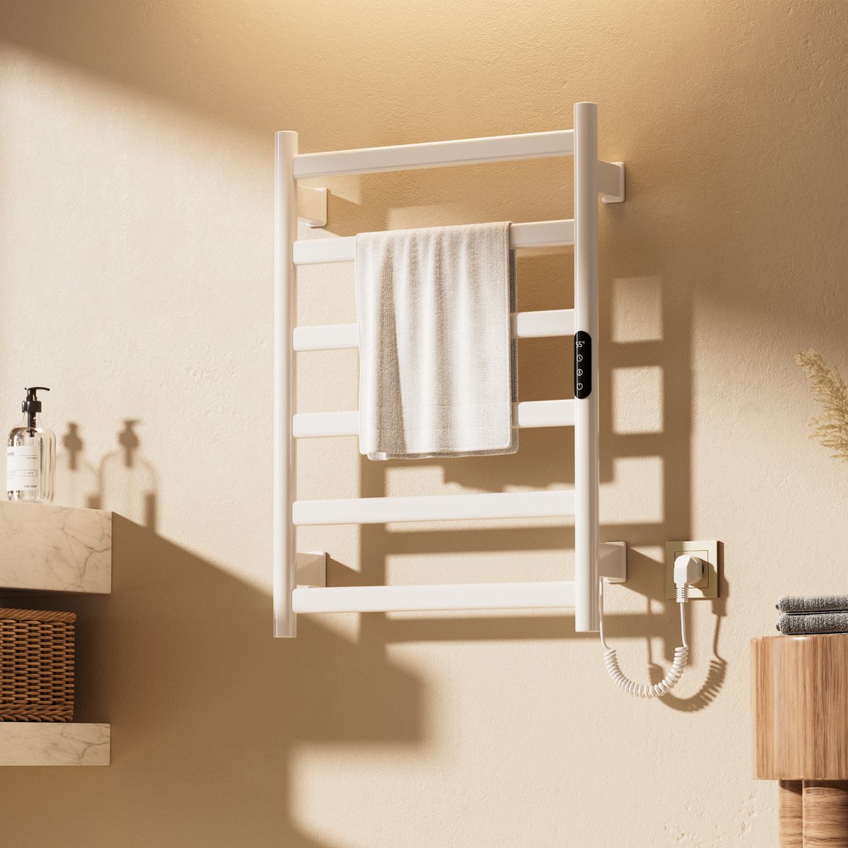 Oihpaw Badkamer Radiator Elektrische Handdoekradiator Elektrische Badkamer Radiator De temperatuur kan worden aangepast (30-70°C) Handdoekverwarmer, 700×500mm