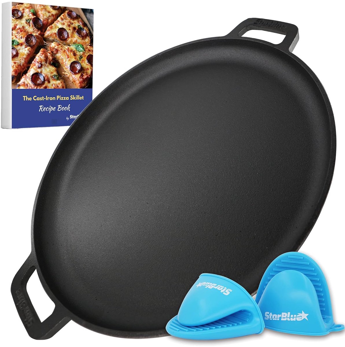 Gietijzeren Pizzapan - 16 inch - Premium Kwaliteit - Voor Bakken en Grillen