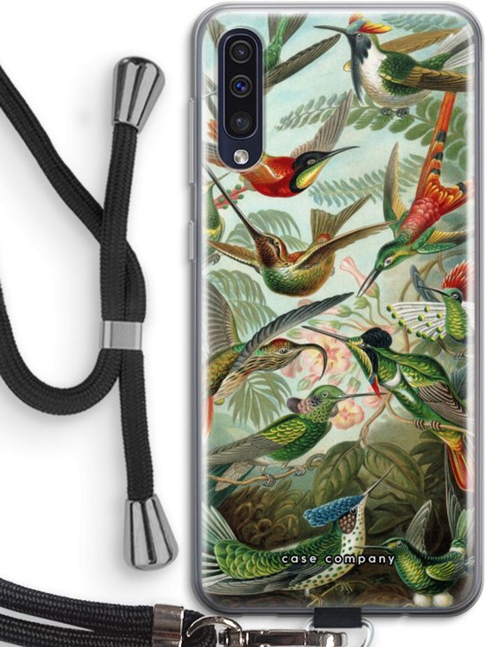 Case Company® - Coque Samsung Galaxy A50 avec cordon - Haeckel Trochilidae - Coque de téléphone avec cordon Zwart - Protection sur tous les côtés et sur le bord de l'écran
