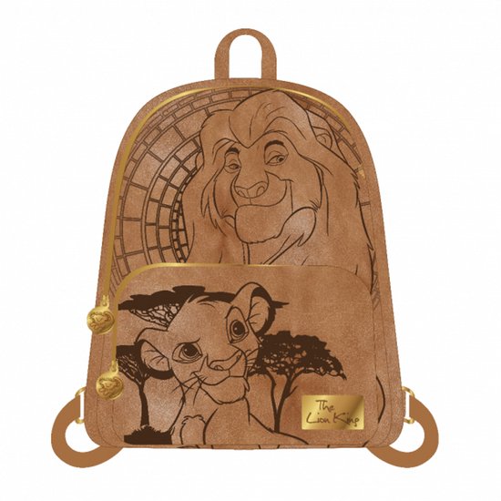 Lion King Simba & Mufasa - kleine rugzak - 27cm x 21cm - dubbele ritssluiting - 3 vakken