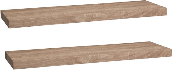 Étagère murale flottante 5five Bassline - 2x - chêne brun - 80 cm - bois/MDF - bibliothèque - étagère murale - étagère de rangement - étagère suspendue