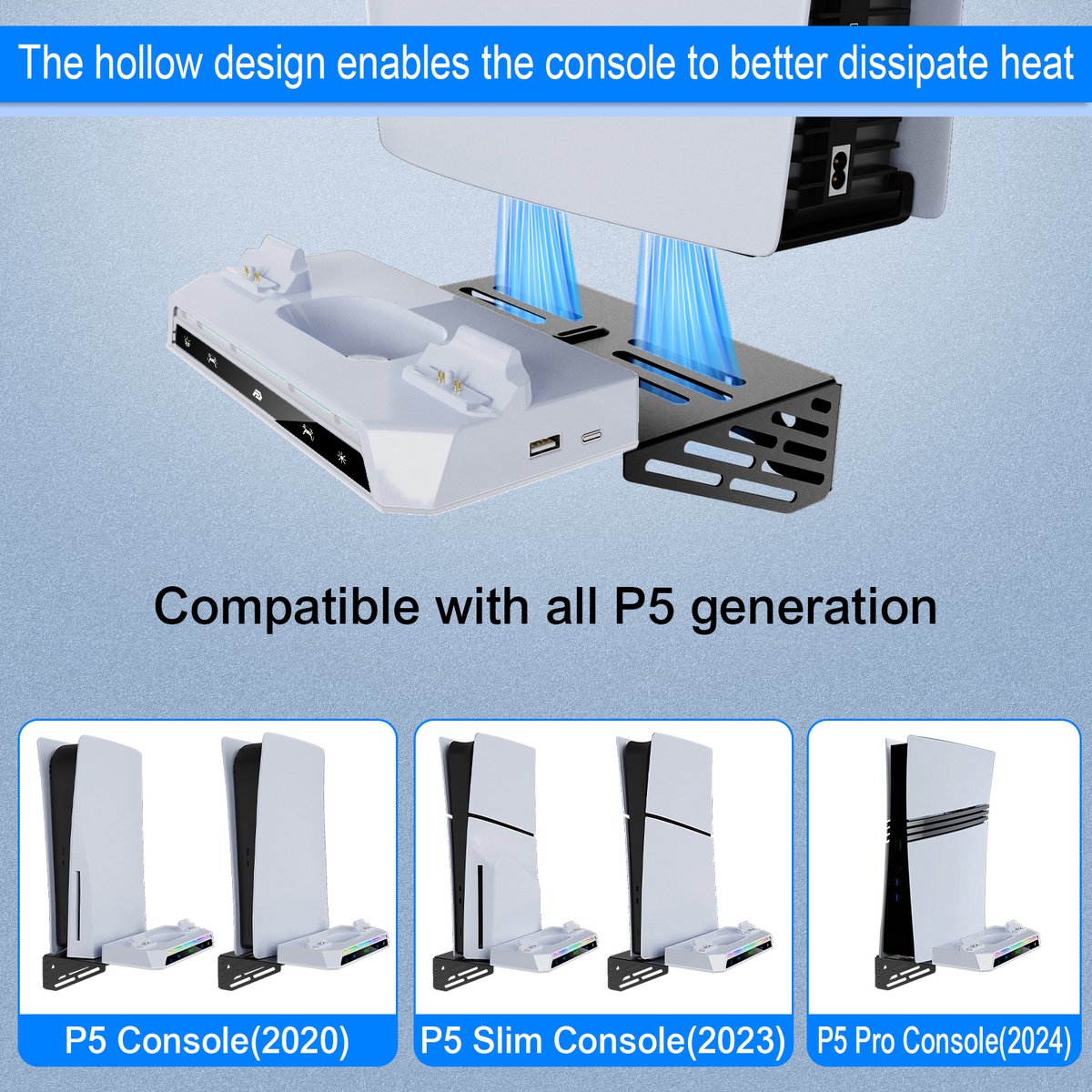 PlayCool 2 in 1 Muurbeugel met Oplaadstation geschikt voor PlayStation 5/ PS5 Slim (Disc & Digital) en DualSense (Edge) controller met LED Oplaadindicator – foto 4
